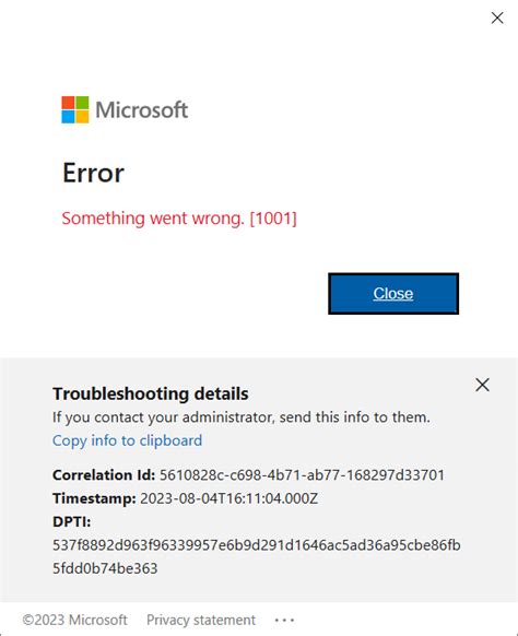 error something went wrong 1001|Error “Something Went Wrong [1001]” signing in to Microsoft 365 .